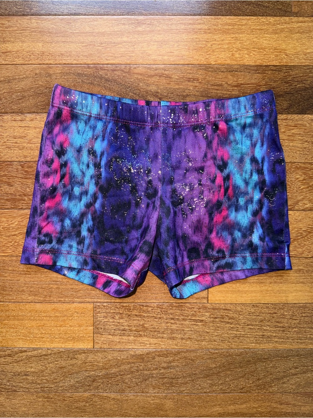 Danskin Purple Blue Pink Tie-Dye Leotard Bike Shorts